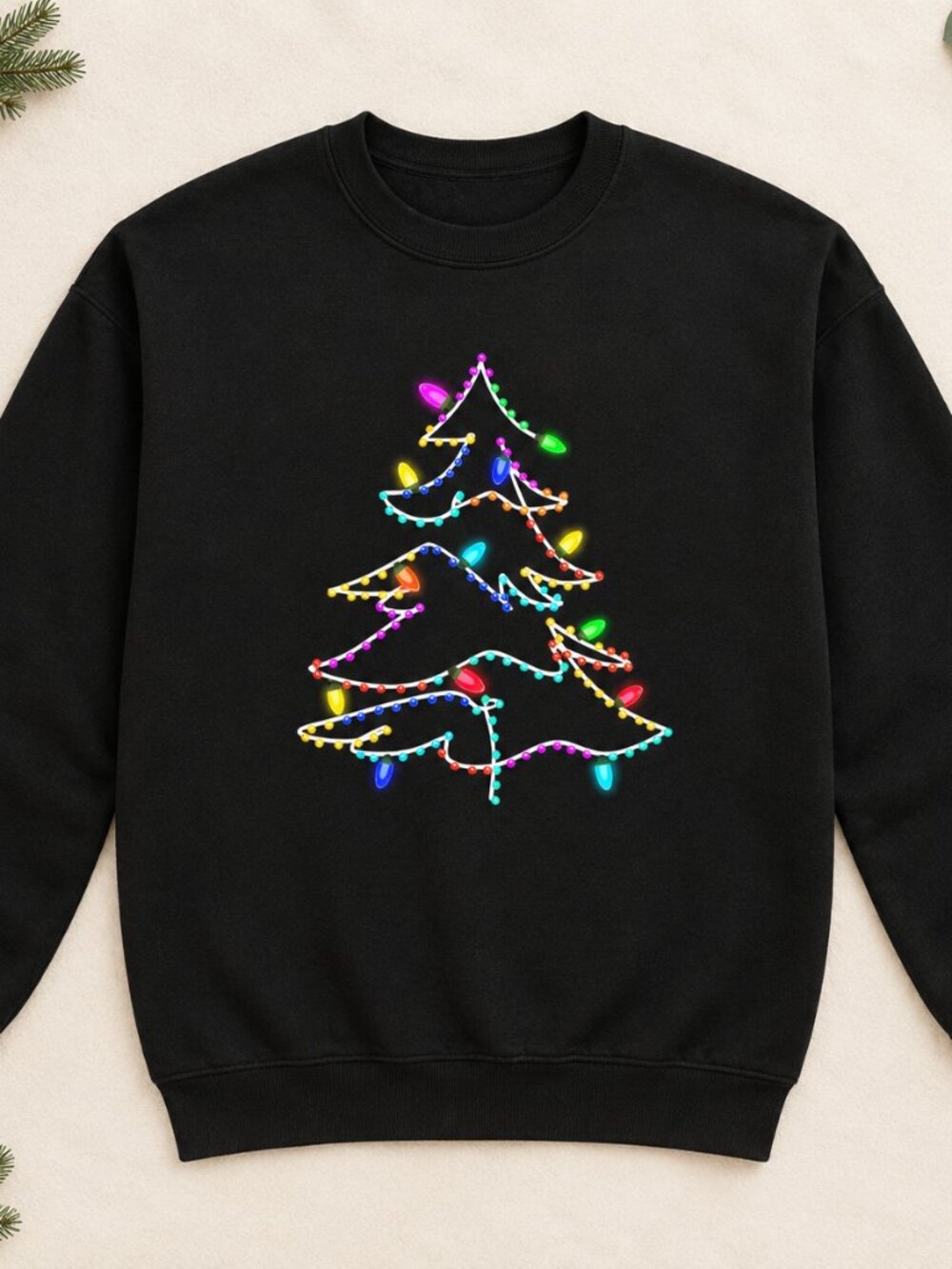 Christmas Tree Lights Family Sweatshirt Festive Holiday Xmas Jumper Unisex